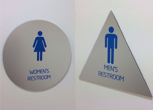 Men and Women Restrooms signs