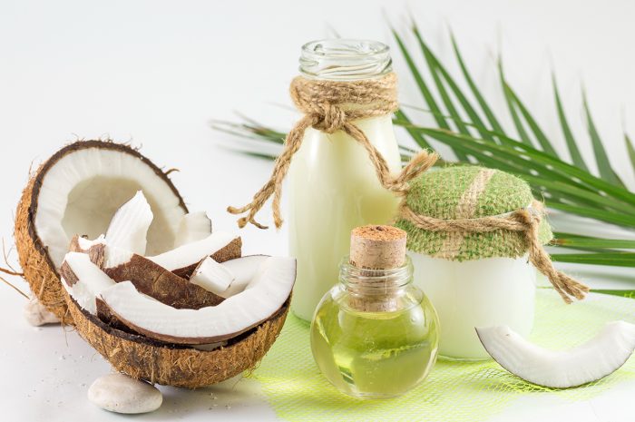Coconut products with fresh coconut Coconut milk and oil