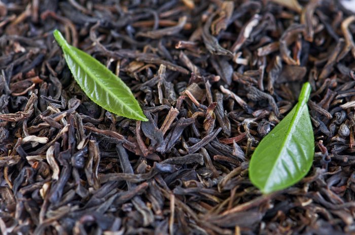 black tea with leaf closeup