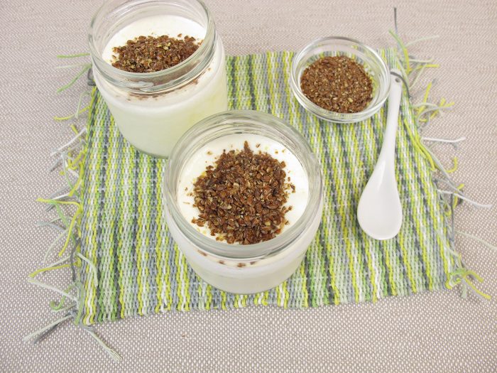 Yogurt from yogurt maker with ground flax seeds